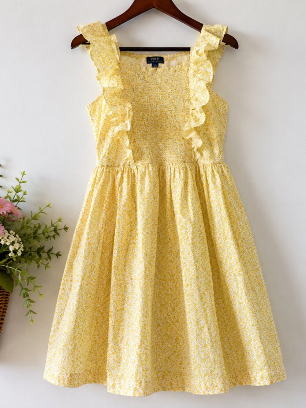 Ralph Lauren Polo Ditsy Floral Ruffle Smocked Cottagecore Sundress Girls 16